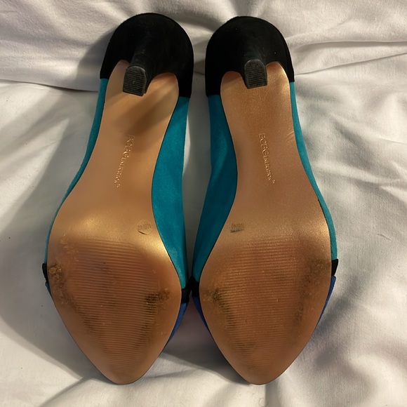 BCBGeneration Blue/Teal/Black colorblock platform heels size 10B/40 - Picture 4 of 11